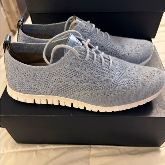 Cole Haan Light Blue Knit Sneakers - Picture 1 of 4